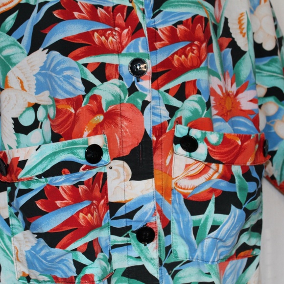 Gideon Oberson unisex Size 42 tropical hawiian floral print button shirt. - Picture 3 of 12